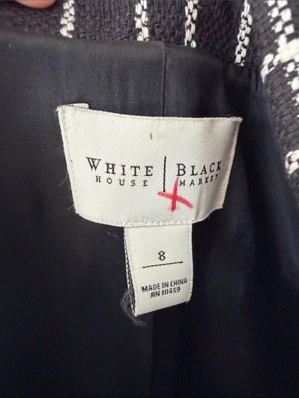 White House Black Market Black and White Windowpane Blazer - Picture 6 of 9